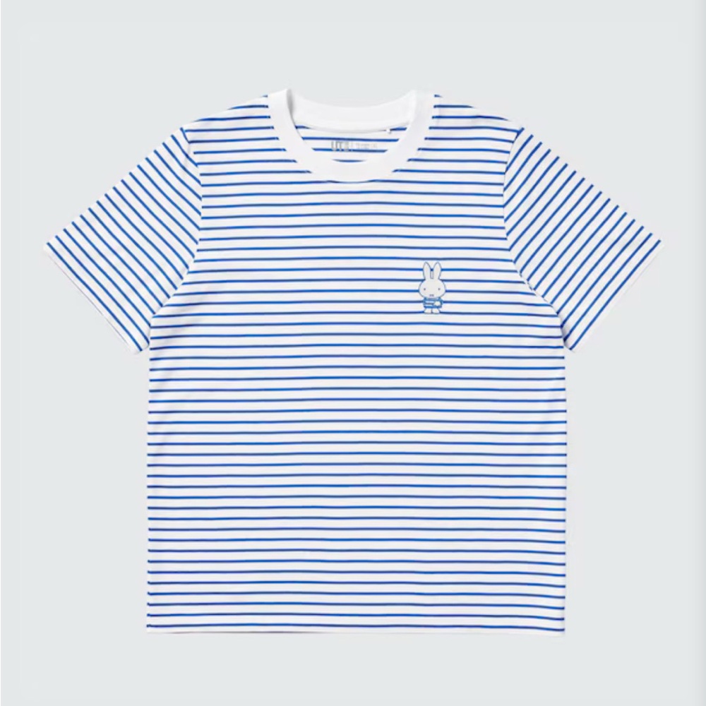 Uniqlo Miffy character/ women White and Blue Striped Tee